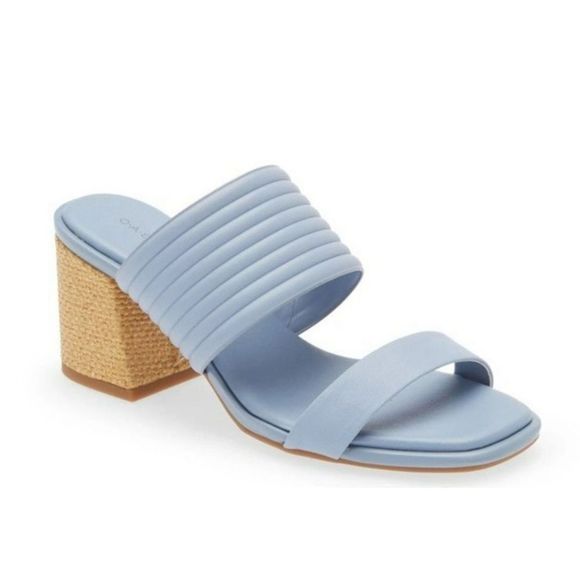 Caslon Sandals Womens Size 6 Blue Leather Open Toe Block Lamia Double Strap - Picture 11 of 11